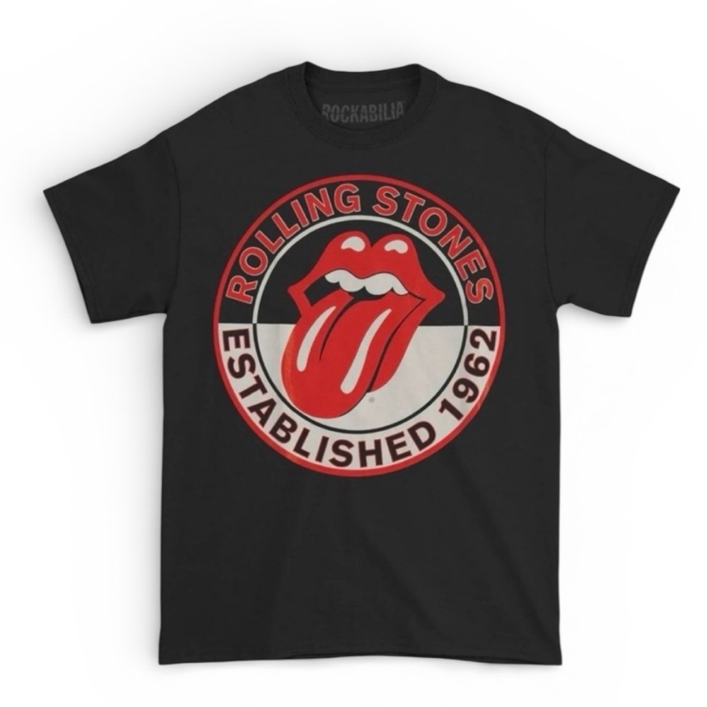 Rolling Stones Est. 1962 Tongue Logo Black Unisex Band Tee NWT – Medium